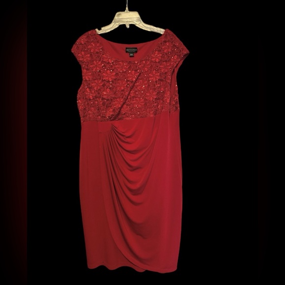 connected apparel Dresses & Skirts - Red Sleeveless Dress with Embellished Bodice PTP 19-23 inches EUC